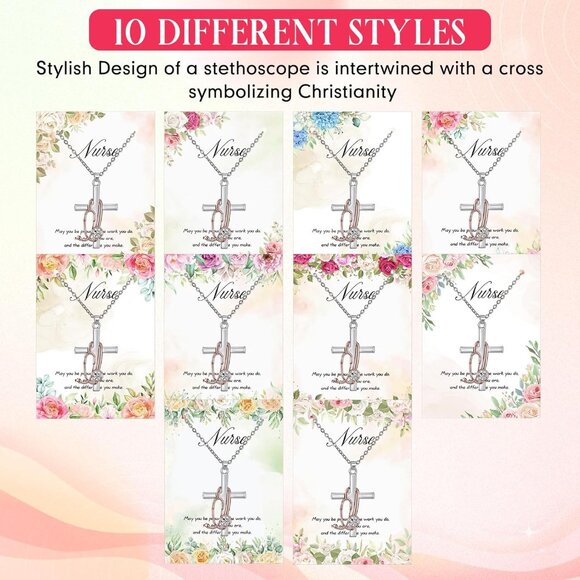 Nurse Gifts Bulk Stainless Steel Cross Necklace for Women Medical Profession - Picture 3 of 6